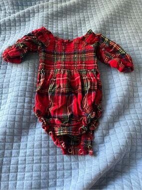 Ivy City Co Red Plaid Smocked One-Piece